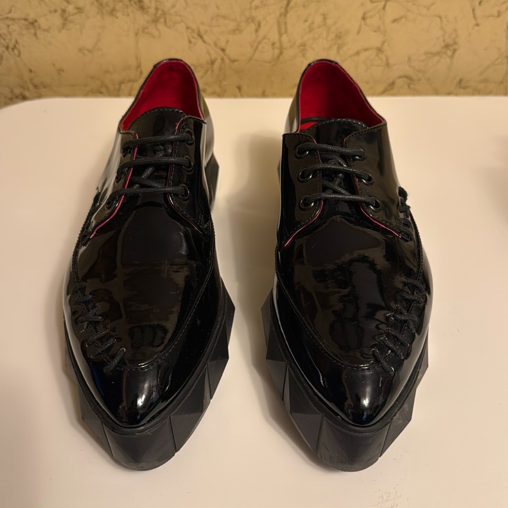 Kat Von D Shoes Bauhaus Black Vegan Patent Leather Creepers Size 8